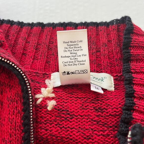 Coldwater Creek 3D Christmas Knit Cardigan Sweater Sz M Embroideted Cottage Red. - Picture 10 of 10